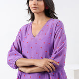 Purple Embroidered Dress & Kurta