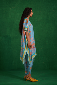 Butterfly blue poncho set