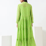 Lime Green Embroidered Boho Dress