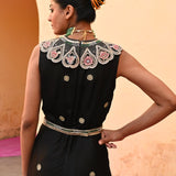 Black Embroidered Chintz Chinar Jumpsuit