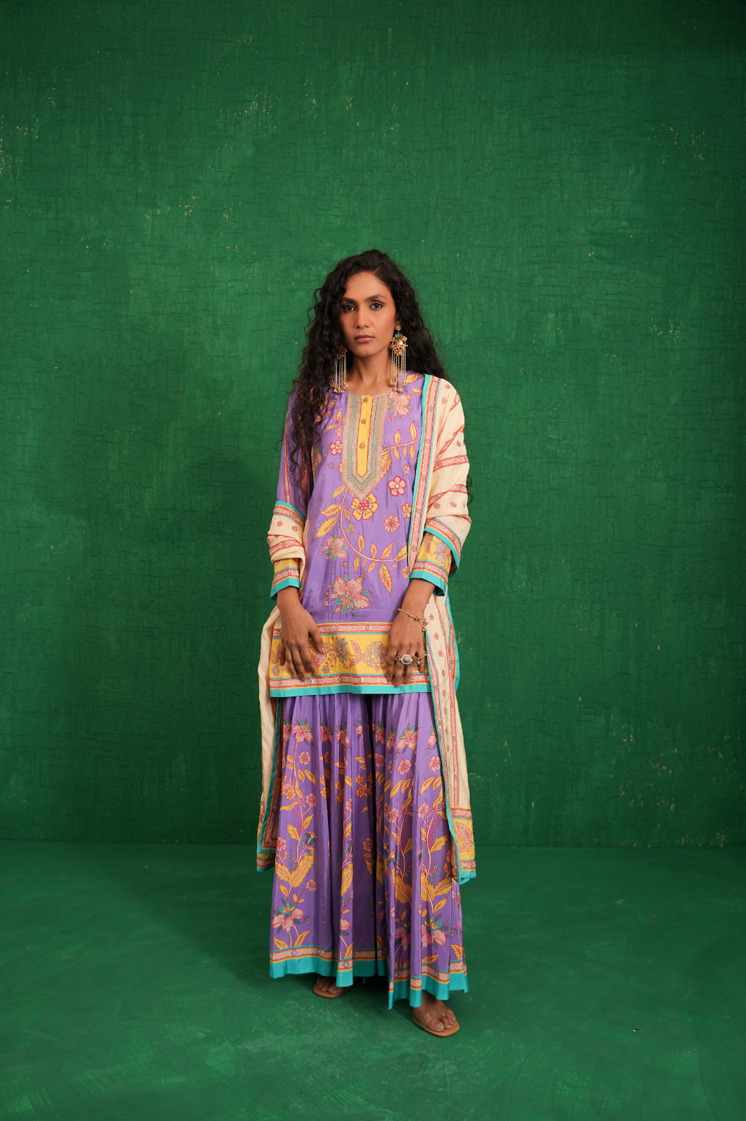 Purple / ivory butterfly sharara set