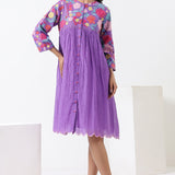 Purple Embroidered Applique Dress