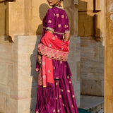 Purple Printed Embroidered Sharara Set