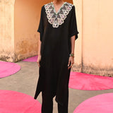 Black Embroidered Chintz Chameli Kaftan Set
