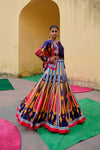 Blue Yellow Kilim Lehenga Set