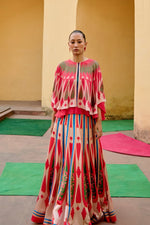 Ivory Red Kilim Lehenga Set