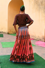 Brown Pink Kilim Lehenga Set