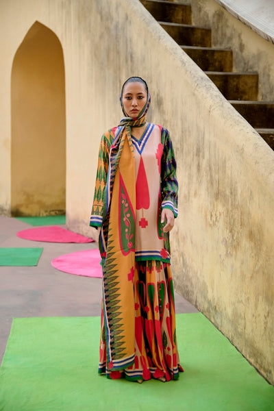 Kilim Printed Multi Sharara Set