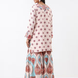 Ivory & Aqua Printed Embroidered Sharara Set