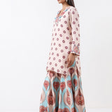 Ivory & Aqua Printed Embroidered Sharara Set