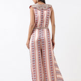 Aqua Printed Embroidered Jumpsuit