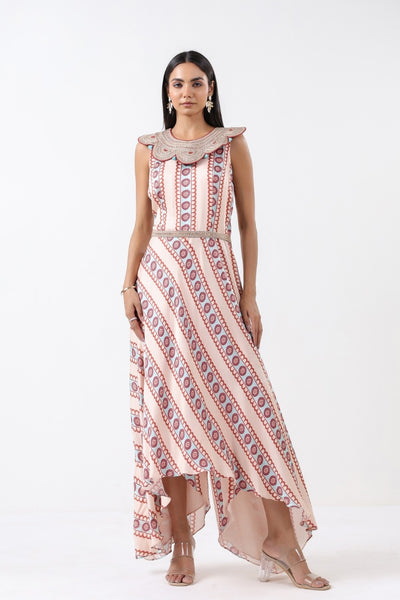 Aqua Printed Embroidered Jumpsuit