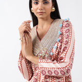 Sage Printed Embroidered Skirt Set