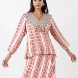 Sage Printed Embroidered Skirt Set