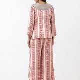 Sage Printed Embroidered Skirt Set