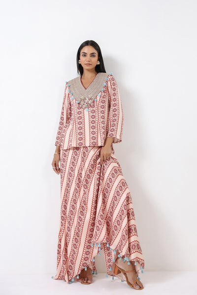 Sage Printed Embroidered Skirt Set

S