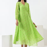 Lime Green Embroidered Wrap Dress