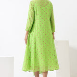Lime Green Embroidered Wrap Dress