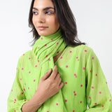 Lime Green Embroidered Wrap Dress