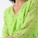 Lime Green Embroidered Wrap Dress