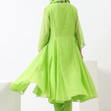 Lime Green Embroidered Scallop Dress & Kurta