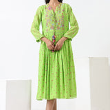 Lime Green Embroidered Dress