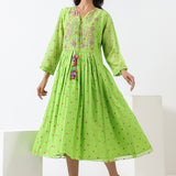 Lime Green Embroidered Dress