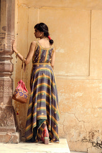 Luxury Silk Chanderi Dress With Marodi Work