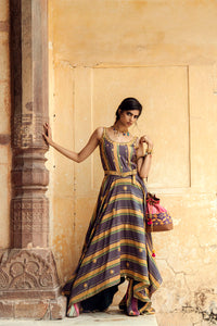 Luxury Silk Chanderi Dress With Marodi Work