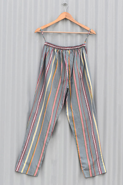 Grey Striped Printed Pant