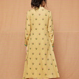 Block Printed Beige with Multi Buti Round Hem Dress & Kurta