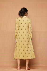 Block Printed Beige with Multi Buti Round Hem Dress & Kurta