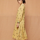 Block Printed Beige with Multi Buti Round Hem Dress & Kurta