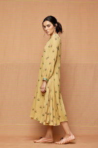 Block Printed Beige with Multi Buti Round Hem Dress & Kurta