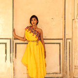 Yellow & Purple Appliqué Hand-Embroidered Cape Set