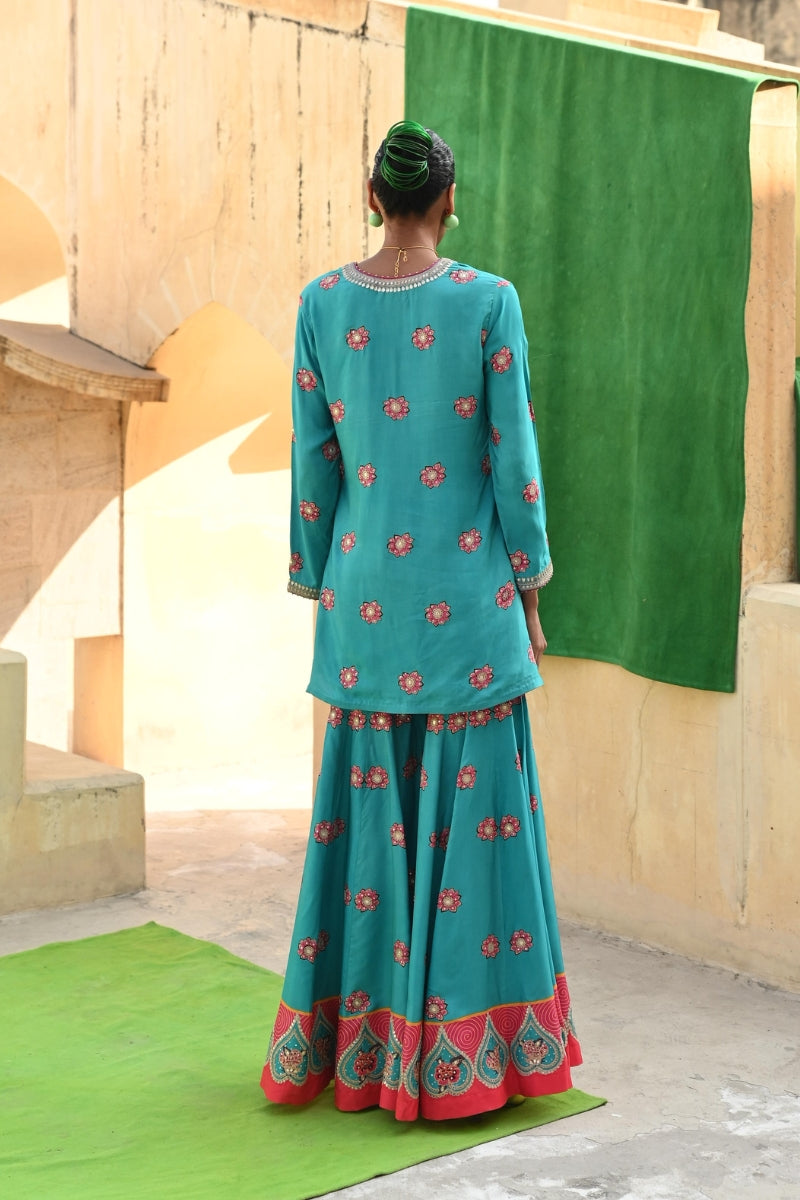 Jantar Mantar Turquoise Sharara set