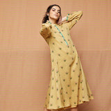 Block Printed Beige with Multi Buti Round Hem Dress & Kurta