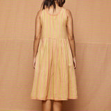 Block Printed Striped Gathered Dress with Pockets