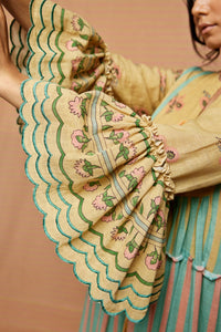 Block Printed Multi Floral Tiered Dress