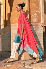 Jantar Mantar Red/Aqua Kaftan set