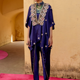 Purple Embroidered Chintz Noori Cape Set
