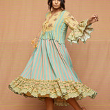 Block Printed Multi Floral Tiered Dress