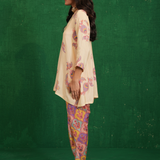 Ivory Printed Embroidery Buta Jaal Short Kurta Set