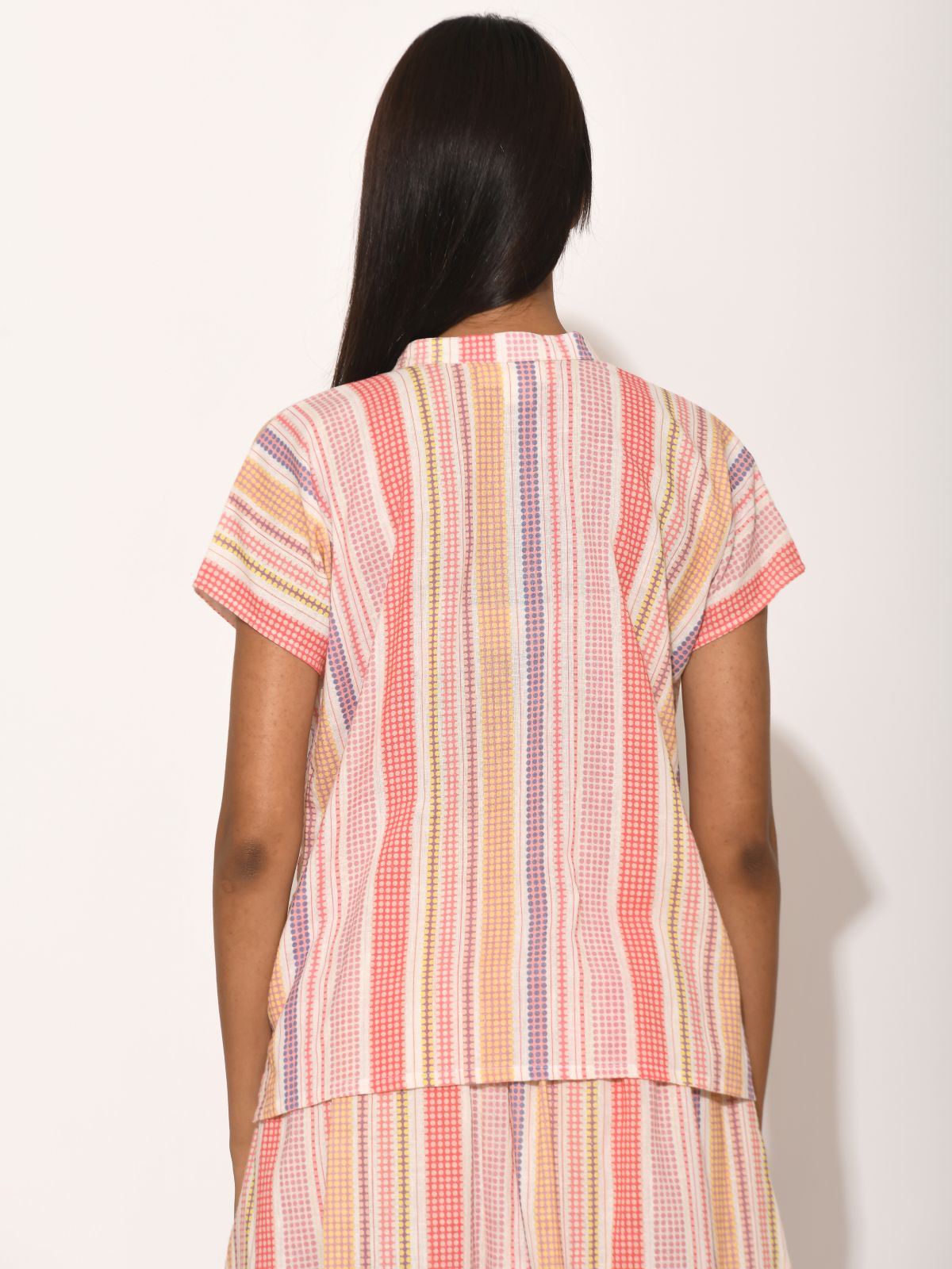 Printed Pink Dots Striped Top