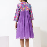 Purple Embroidered Applique Dress