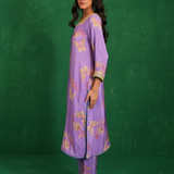 Purple Printed Embroidered Buta Jaal Kurta Set