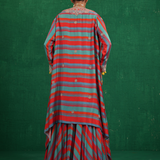 Turquoise red stripe lehenga set