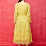 Yellow Multi Embroidered Chanderi Dress
