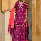 Purple Printed Embroidered Sharara Set