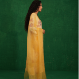 Ivory printed embroidered buta jaal kurta set
